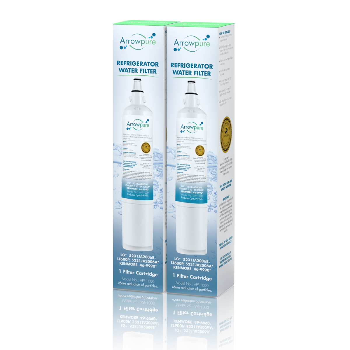 2 Pack Of Arrowpure Refrigerator Water Filter Replacement APF-1000x2