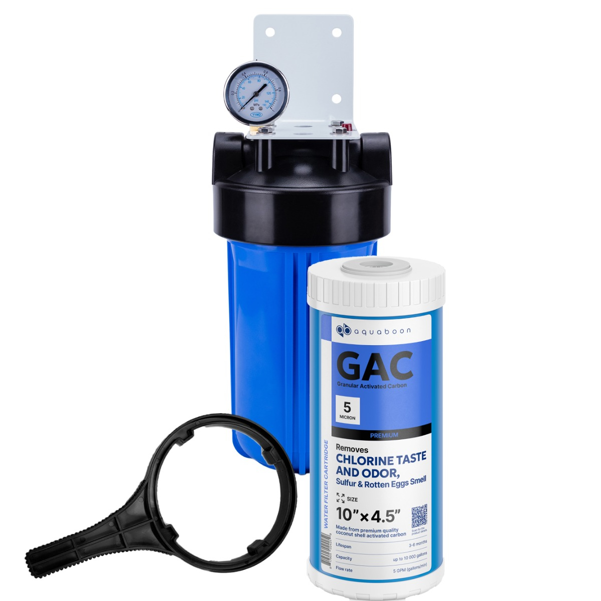 -Stage 10" Whole House Water Filtration System by Aquaboon AB-WH10BB-1G10BB