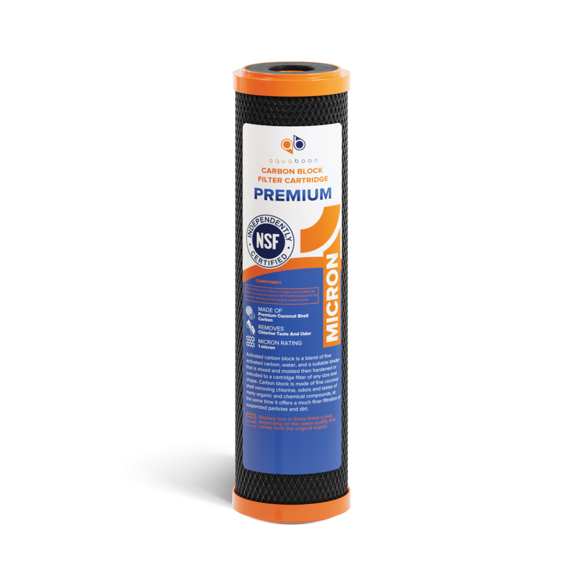 Premium Aquaboon 1 Micron 10 x 2.5 Inch. Carbon block Water Filter Cartridge