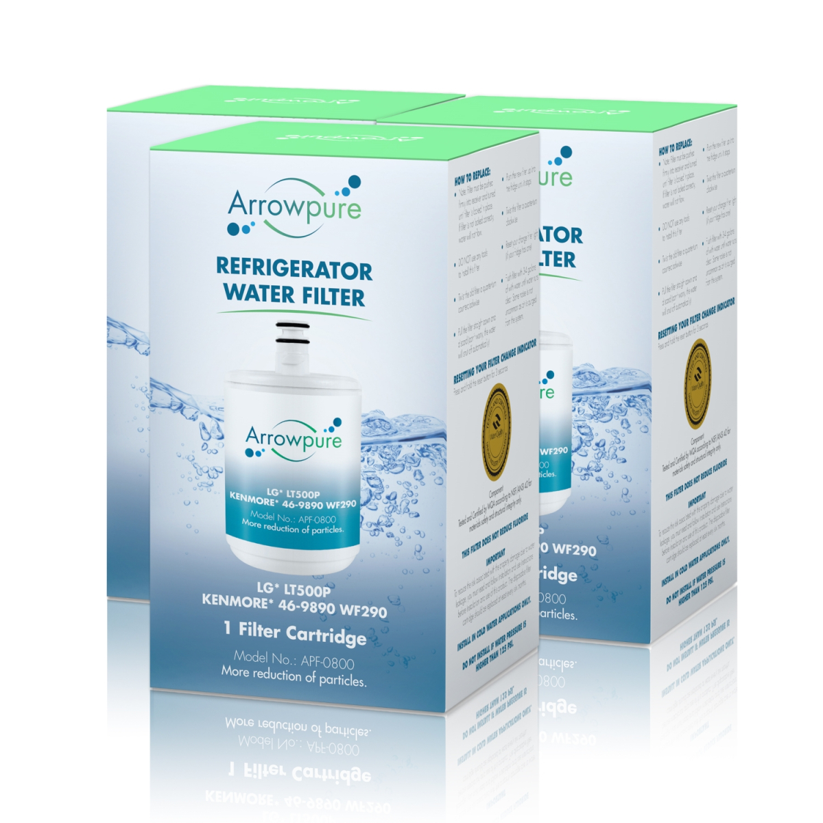 3 Pack Of Arrowpure Refrigerator Water Filter Replacement APF-0800X3