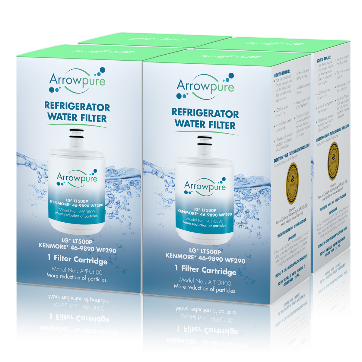 4 Pack Of Arrowpure Refrigerator Water Filter Replacement APF-0800X4