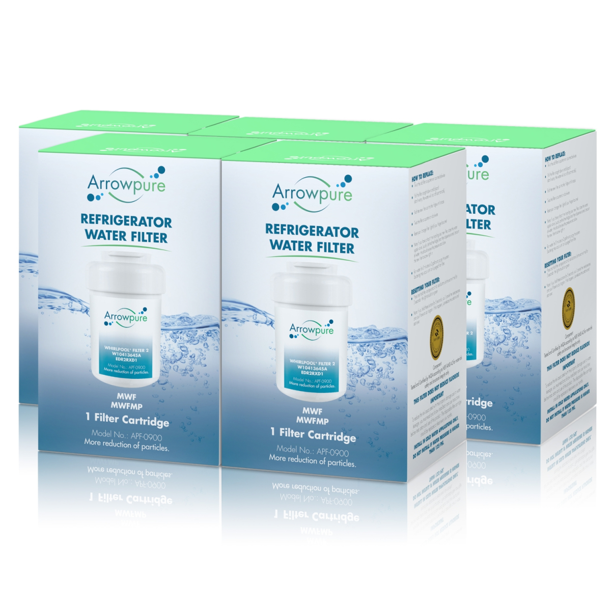 5 Pack Of Arrowpure Refrigerator Water Filter Replacement APF-0900x5
