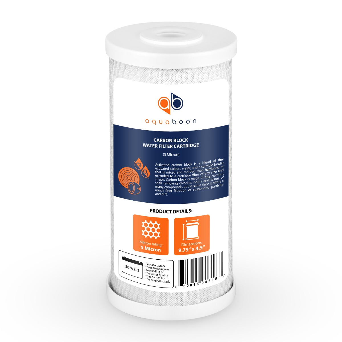 Aquaboon 5 Micron 10 x 4.5 Inch. Carbon block Water Filter Cartridge