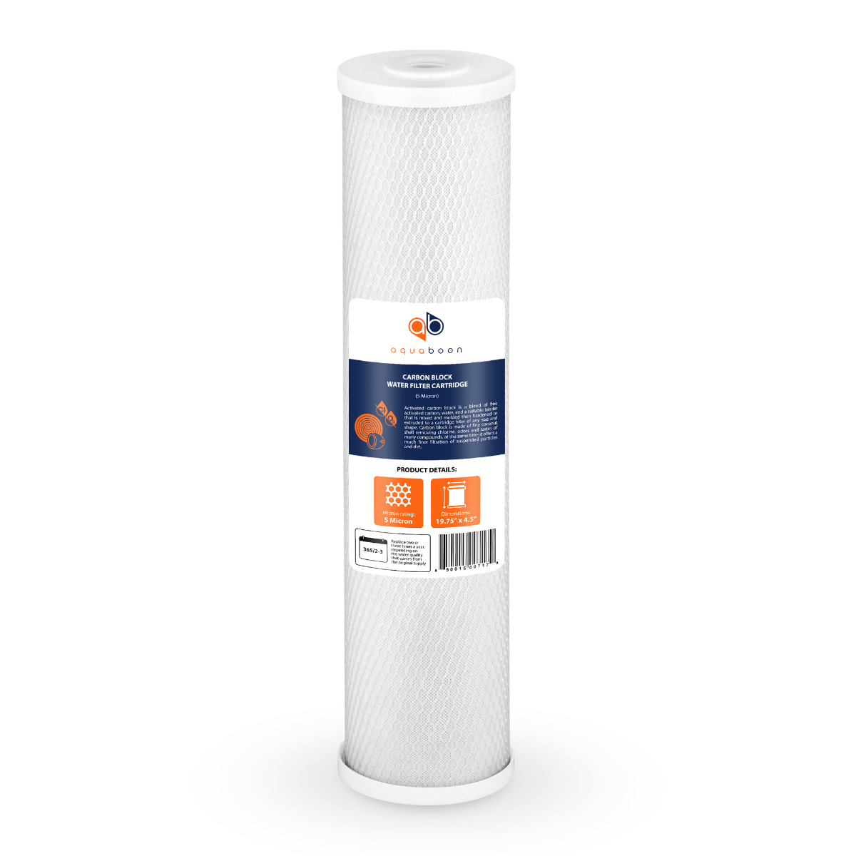 Aquaboon 5 Micron 20 x 4.5 Inch. Carbon block Water Filter Cartridge