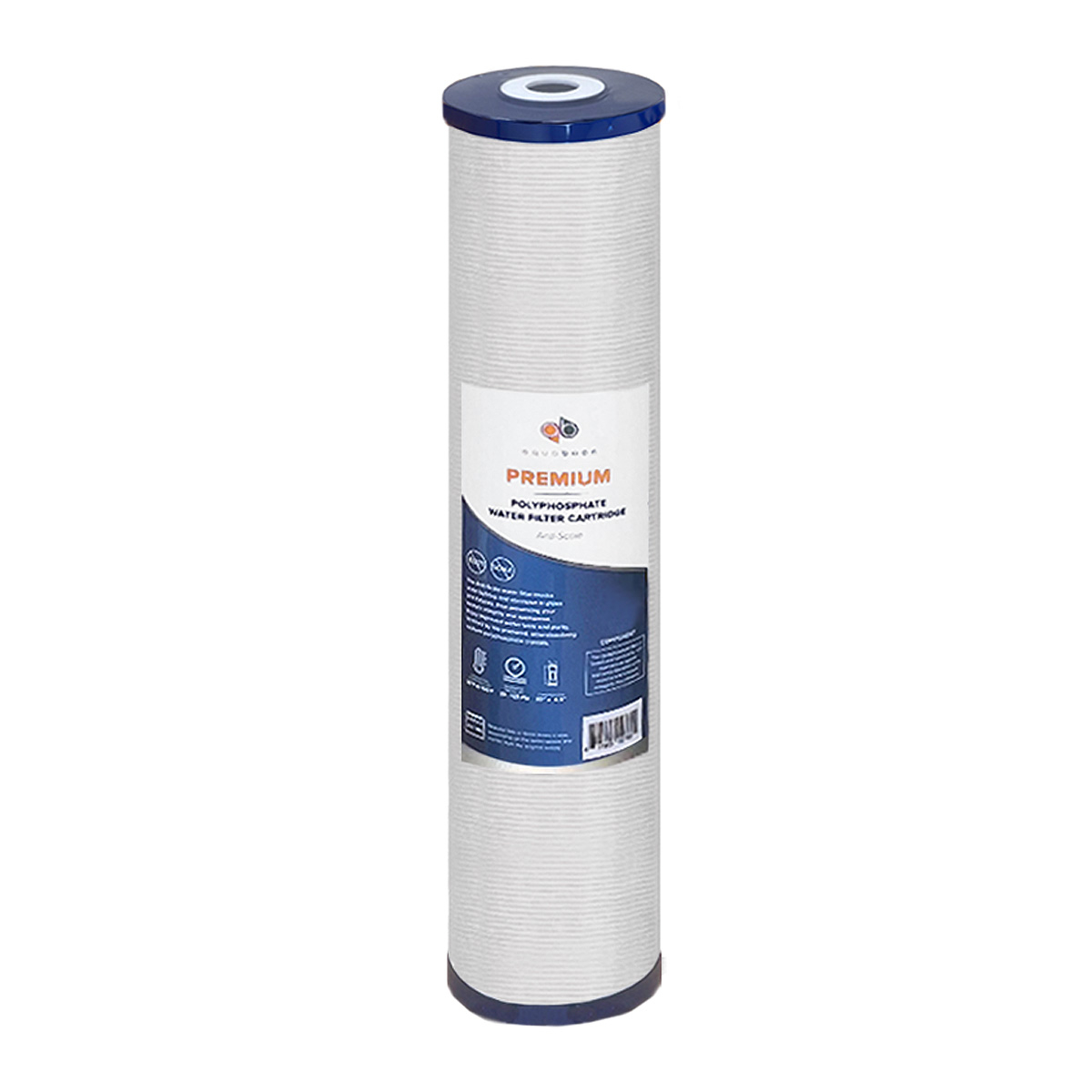 Whole House 20 x 4.5 Inch. Big Blue Polyphosphate Anti Scale Water Filter Cartridge