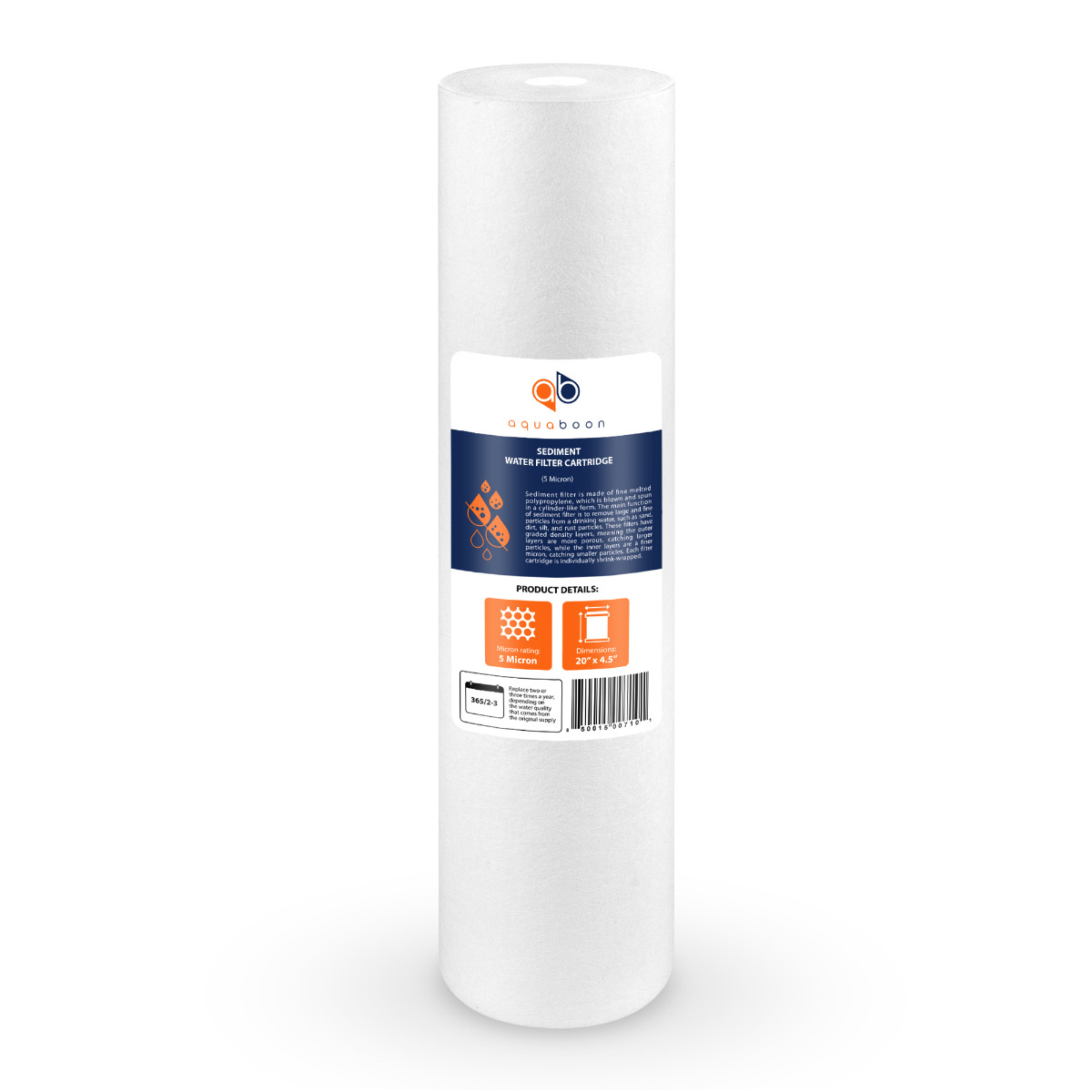 Aquaboon 5 Micron 20 x 4.5 Inch Sediment Water Filter Cartridge