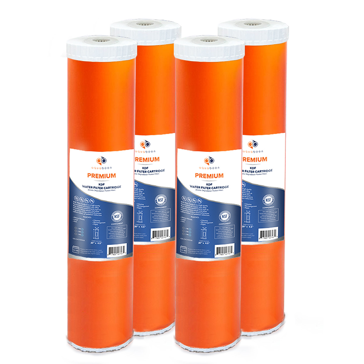 4 Pack Of Whole House KDF 20 x 4.5 Inch. Big Blue Replacement Water Filter Cartridge