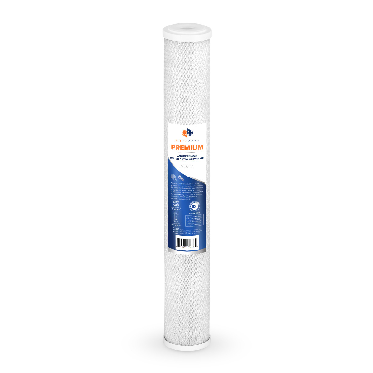 Premium Aquaboon 5 Micron 20 x 2.5 Inch. Carbon block Water Filter Cartridge