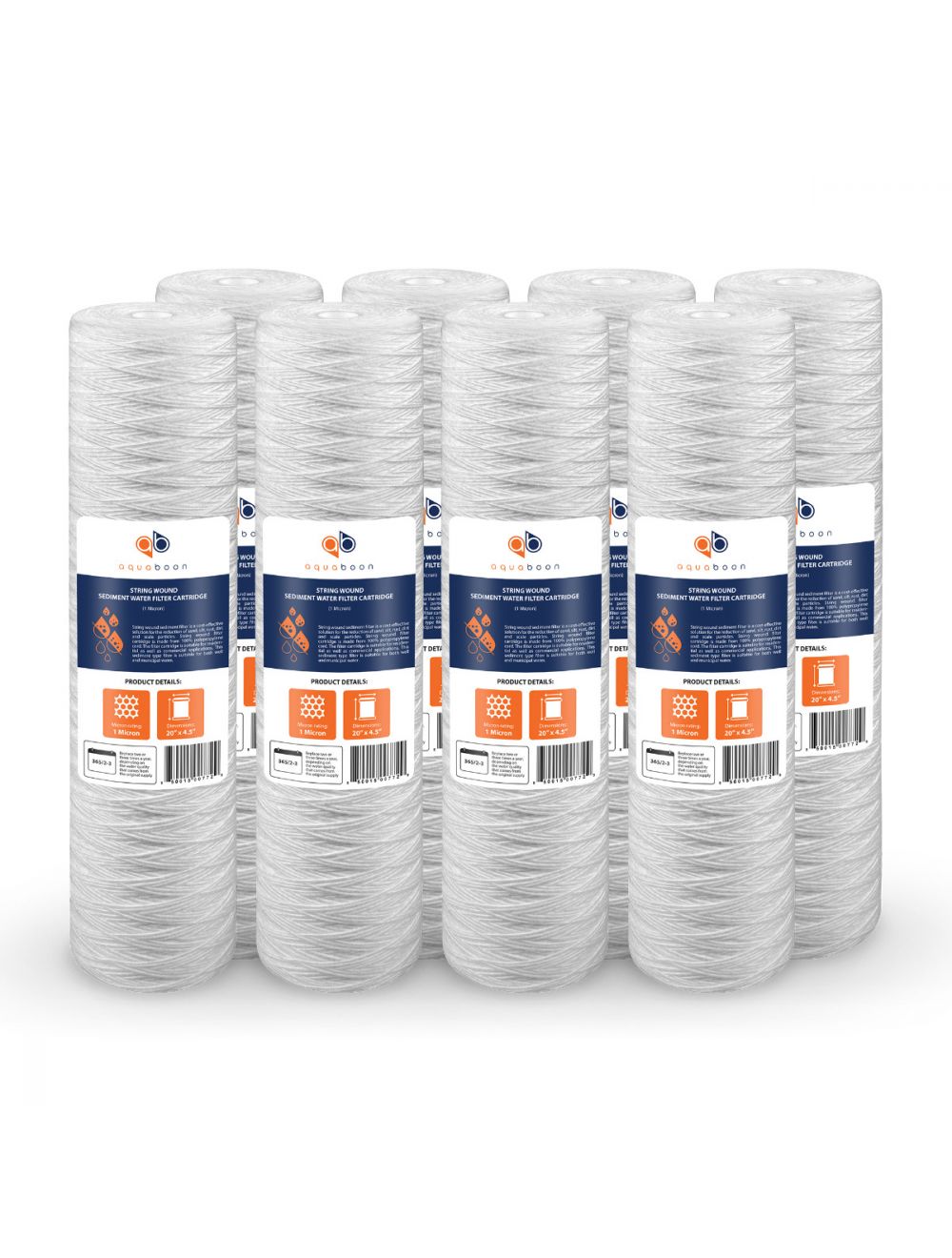 10 x 4.5 Inch SWC-45 5 Micron String Wound Sediment Water Filter 8 Pack 