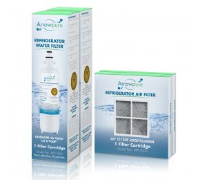 2 Pack Of Arrowpure APF-1400 Refrigerator Water Filter And APF-3000 Air Filter APF-1400-3000X2