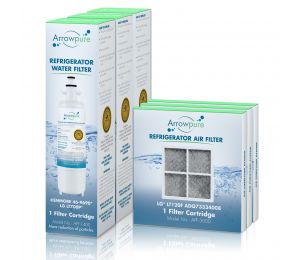 3 Pack Of Arrowpure APF-1400 Refrigerator Water Filter And APF-3000 Air Filter APF-1400-3000X3