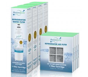 4 Pack Of Arrowpure APF-1400 Refrigerator Water Filter And APF-3000 Air Filter APF-1400-3000X4