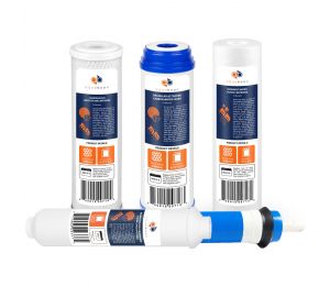 Replacement Set of 10 x 2.5 Inch Water Filter Cartridges by Aquaboon (5 PCS) AB-1C5M-1G5M-1S5M-1T33-1MF50GPD