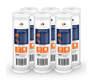 6 Pack Of Aquaboon 5 Micron 10 x 2.5 Inch. Carbon block Water Filter Cartridge