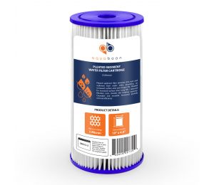 1 Pack Of Aquaboon 5 Micron 10 x 4.5 Inch Pleated Sediment Water Filter Cartridge AB-1PL10BB5M
