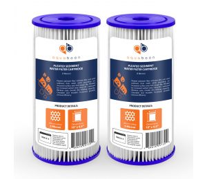 2 Pack Of Aquaboon 5 Micron 10 x 4.5 Inch Pleated Sediment Water Filter Cartridge AB-2PL10BB5M