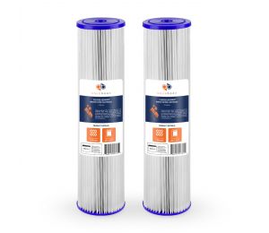 2 Pack Of Aquaboon 1 Micron 20 x 4.5 Inch Pleated Sediment Water Filter Cartridge AB-2PL20BB1M