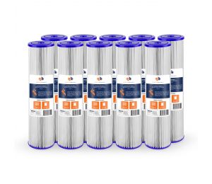 10 Pack Of Aquaboon 5 Micron 20 x 4.5 Inch Pleated Sediment Water Filter Cartridge AB-10PL20BB5M