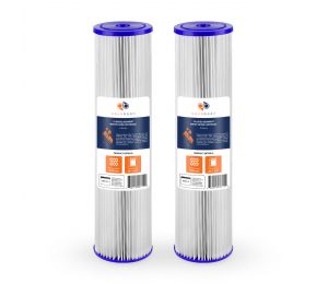 2 Pack Of Aquaboon 5 Micron 20 x 4.5 Inch Pleated Sediment Water Filter Cartridge AB-2PL20BB5M