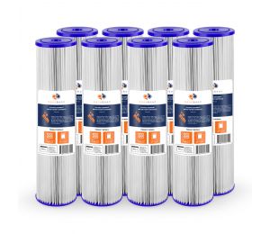 8 Pack Of Aquaboon 5 Micron 20 x 4.5 Inch Pleated Sediment Water Filter Cartridge AB-8PL20BB5M
