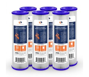 6 Pack Of Aquaboon 5 micron 10 x 2.5 Inch Pleated Sediment Water Filter Cartridge
