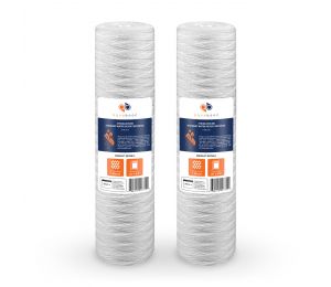 2 Pack Of Aquaboon 1 Micron 20 x 4.5 Inch String Wound Sediment Water Filter Cartridge