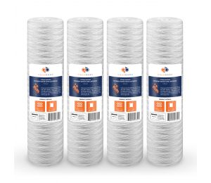 4 Pack Of Aquaboon 5 Micron 20 x 4.5 Inch String Wound Sediment Water Filter Cartridge