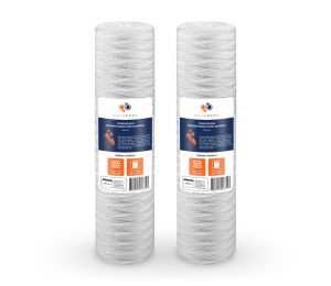 2 Pack Of Aquaboon 5 Micron 20 x 4.5 Inch String Wound Sediment Water Filter Cartridge