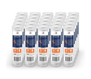 25 Pack Of Aquaboon 5 micron 10 x 2.5 Inch String Wound Sediment Water Filter Cartridge