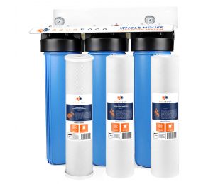 3-Stage 20" Whole House Water Filtration System by Aquaboon AB-3WHPG20BBW-1C20BB5M-2S20BB5M