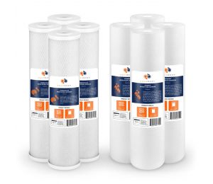 Aquaboon 5 Micron 20" x 4.5" CTO Carbon Block & Sediment Replacement Filter Cartridges Set (8 PCS)