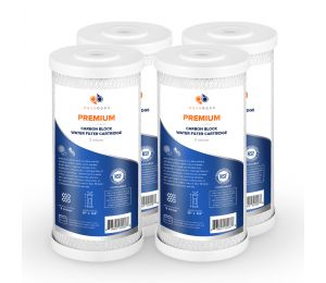 4 Pack Of Premium Aquaboon 5 Micron 10 x 4.5 Inch. Carbon block Water Filter Cartridge