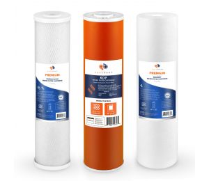 Aquaboon 5 Micron 20" x 4.5" CTO Carbon Block, KDF & Premium Sediment Replacement Filter Cartridges Set (3 PCS)