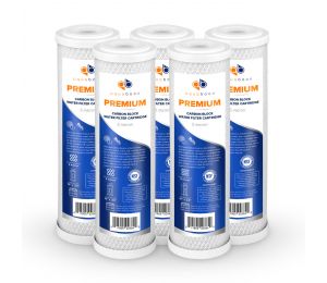 5 Pack Of Premium Aquaboon 5 Micron 10 x 2.5 Inch. Carbon block Water Filter Cartridge