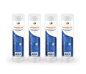 4 Pack Of Aquaboon Premium NSF CERTIFIED 1 Micron 10 x 2.5 Inch Grooved Sediment Water Filter Cartridge