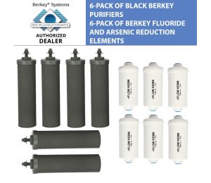 Black Berkey Replacement Filters & Fluoride Filters Combo Pack - Includes 6 Black Filters and 6 Fluoride Filters