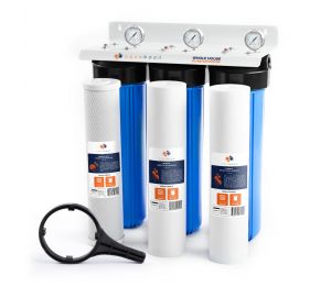 3-Stage 20" Whole House Water Filtration System by Aquaboon AB-3WH20BB-1C20BB5M-2S20BB5M
