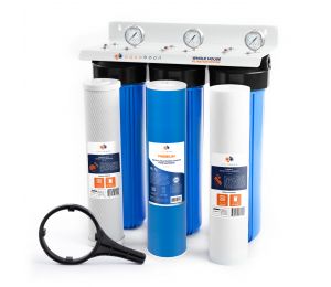 3-Stage 20" Whole House Water Filtration System by Aquaboon AB-3WH20BB-1C20BB5M-1G20BB5M-1S20BB5M