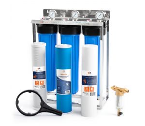 3-Stage 20" Whole House Water Filtration System by Aquaboon AB-3WHPG20BB-1C20BB5M-1G20BB5M-1S20BB5M