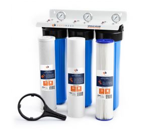 3-Stage 20" Whole House Water Filtration System by Aquaboon AB-3WHPG20BBW-1C20BB5M-1S20BB5M-1PL20BB5M