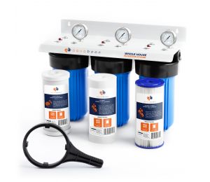3-Stage 10" Whole House Water Filtration System by Aquaboon AB-3WH10BB-1C10BB5M-1S10BB5M-1PL10BB5M