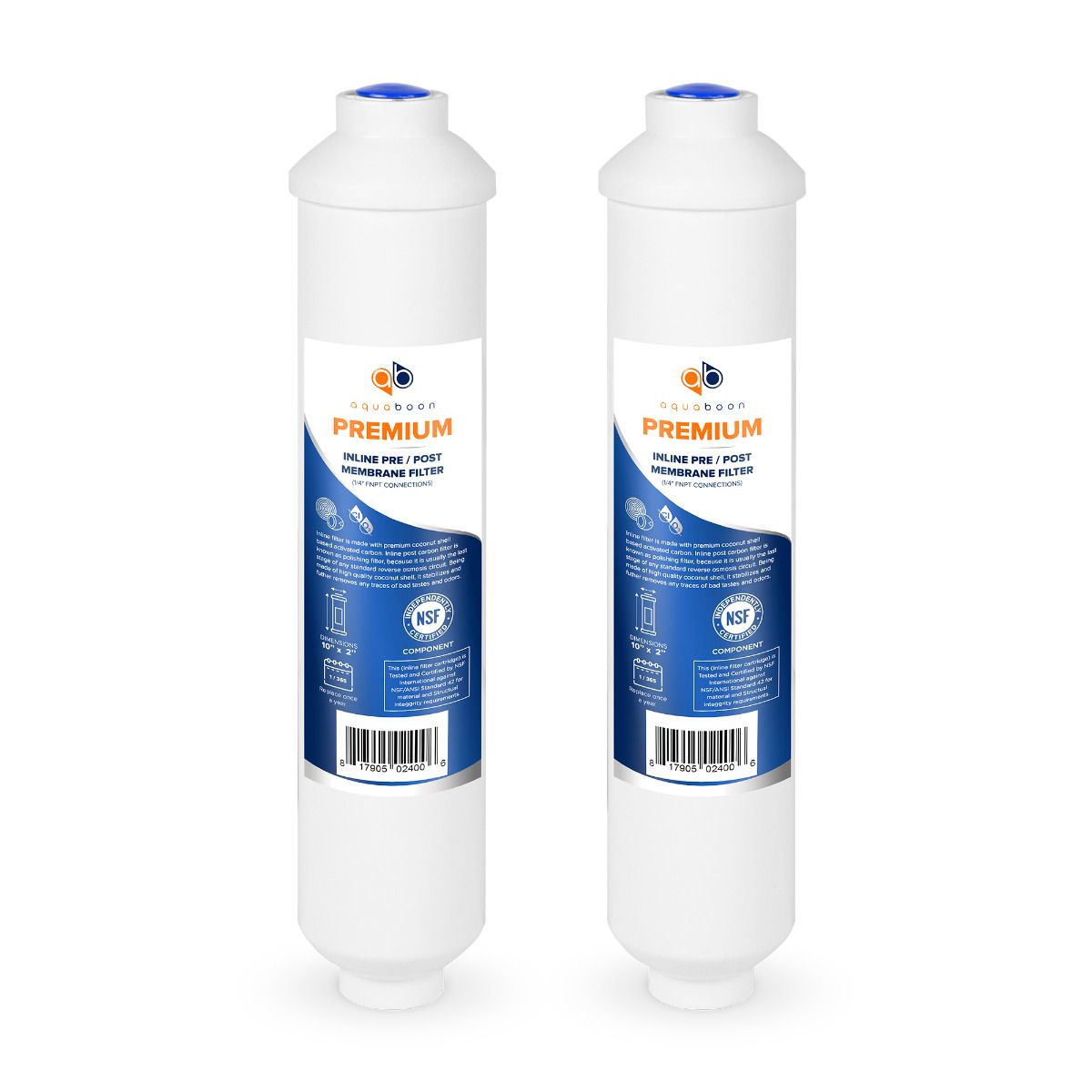 Aquaboon 2-Pack of Aquaboon Premium Inline Post/Carbon Polishing Water  Filter Catridge Standard Size (Jaco Fiting) ABP-2T33J — Buy at FilterWay.com
