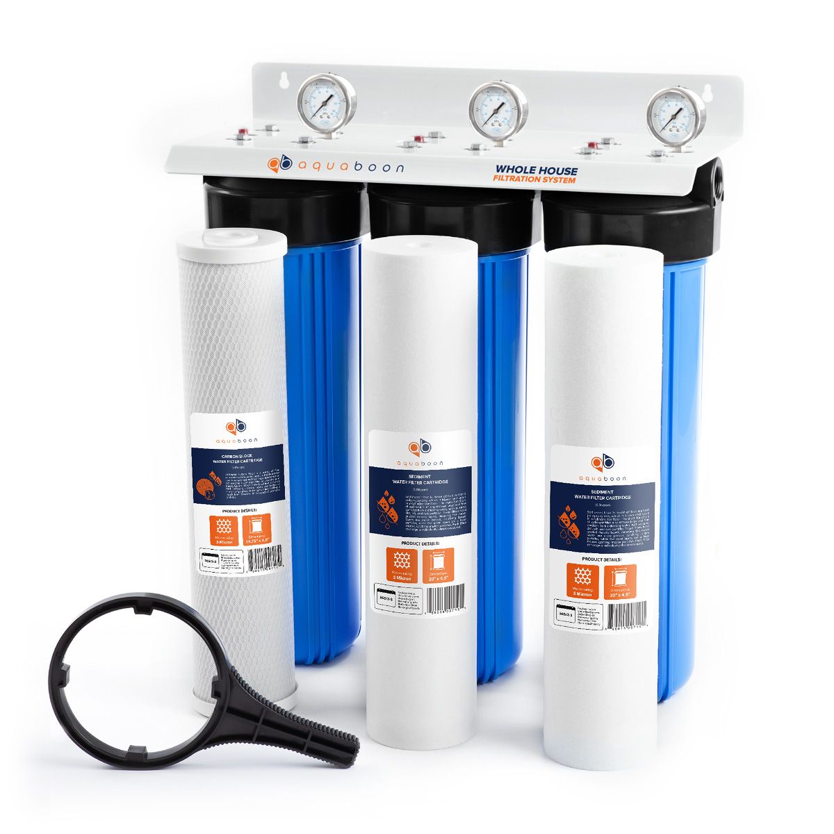 20 x 4.5 Big Blue Whole House Water Filter Housing Filtration System  Cartridge