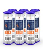 6 Pack Of Aquaboon 1 micron 10 x 2.5 Inch Pleated Sediment Water Filter Cartridge