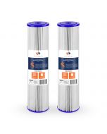 2 Pack Of Aquaboon 1 Micron 20 x 4.5 Inch Pleated Sediment Water Filter Cartridge AB-2PL20BB1M