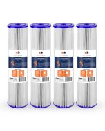 4 Pack Of Aquaboon 1 Micron 20 x 4.5 Inch Pleated Sediment Water Filter Cartridge AB-4PL20BB1M