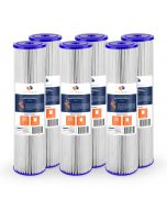 6 Pack Of Aquaboon 1 Micron 20 x 4.5 Inch Pleated Sediment Water Filter Cartridge AB-6PL20BB1M