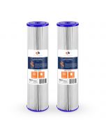 2 Pack Of Aquaboon 5 Micron 20 x 4.5 Inch Pleated Sediment Water Filter Cartridge AB-2PL20BB5M