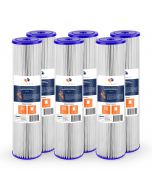 6 Pack Of Aquaboon 5 Micron 20 x 4.5 Inch Pleated Sediment Water Filter Cartridge AB-6PL20BB5M