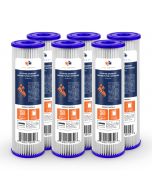 6 Pack Of Aquaboon 5 micron 10 x 2.5 Inch Pleated Sediment Water Filter Cartridge